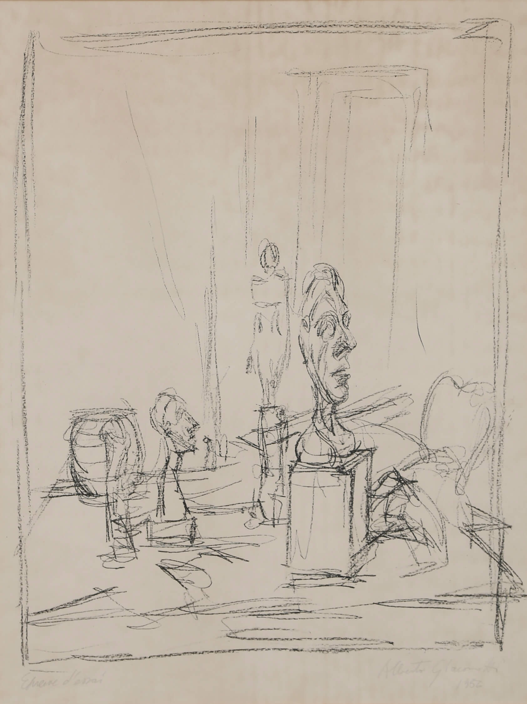 Dessin Atelier d'Alberto Giacometti