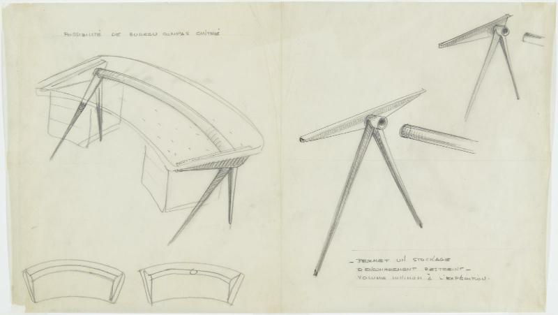 Dessin bureau de Jean Prouvé